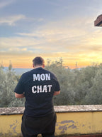 T-shirt a maniche corte nera Mon Chat